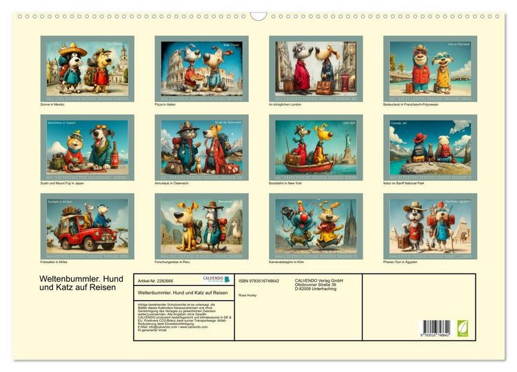 Produktbild: Weltenbummler. Hund und Katz auf Reisen (Wandkalender 2026 DIN A2 quer), CALVENDO Monatskalender