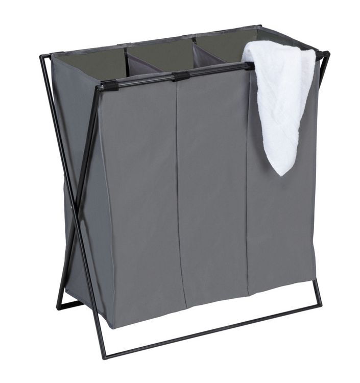 Produktbild: W&auml;schesammler Mod. Trio XL Grau, mit drei F&auml;chern