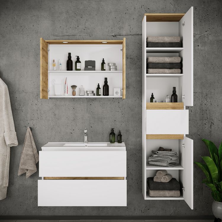 Produktbild: 4 tlg. Badm&ouml;bel-Set mit Waschbecken Cosila-I 81 cm