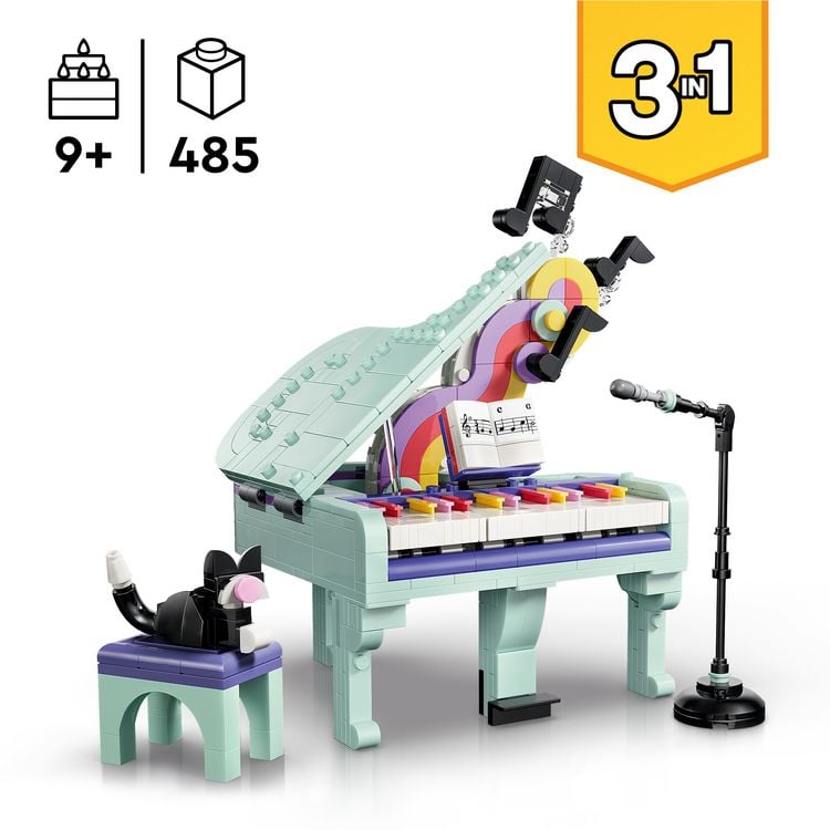 Produktbild: LEGO Creator 3-in-1-Set 31392 Deko-Klavier mit Katze, Spielzeug ab 9