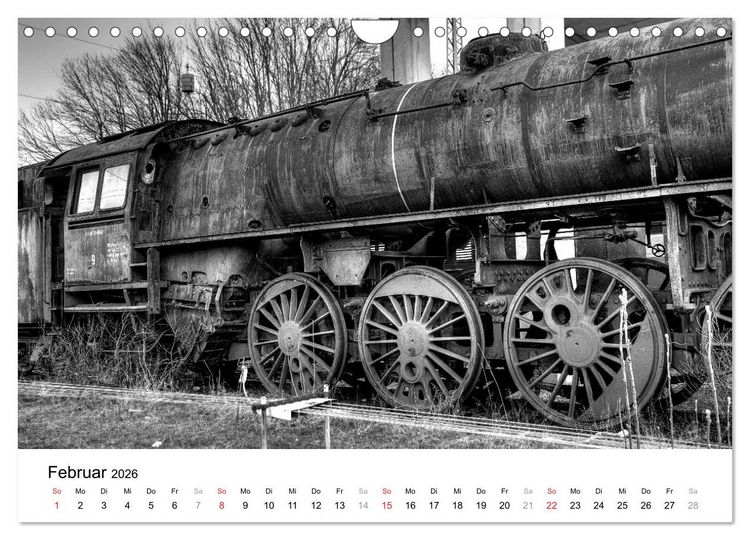 Produktbild: Unter Dampf - Eisenbahnromantik in schwarz-wei&szlig; (Wandkalender 2026 DIN A4 quer), CALVENDO Monatskalender