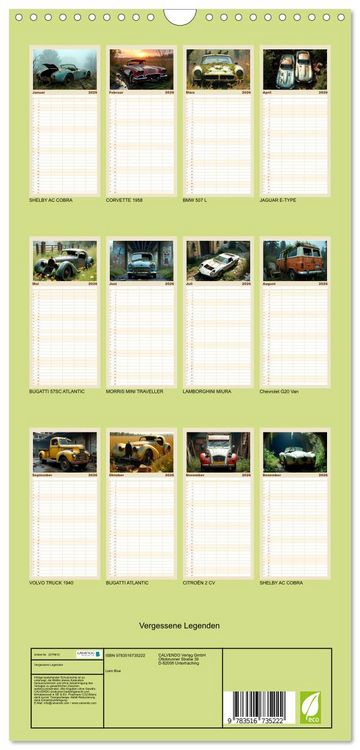 Produktbild: Familienplaner 2026 - Vergessene Legenden mit 5 Spalten (Wandkalender, 21 x 45 cm) CALVENDO