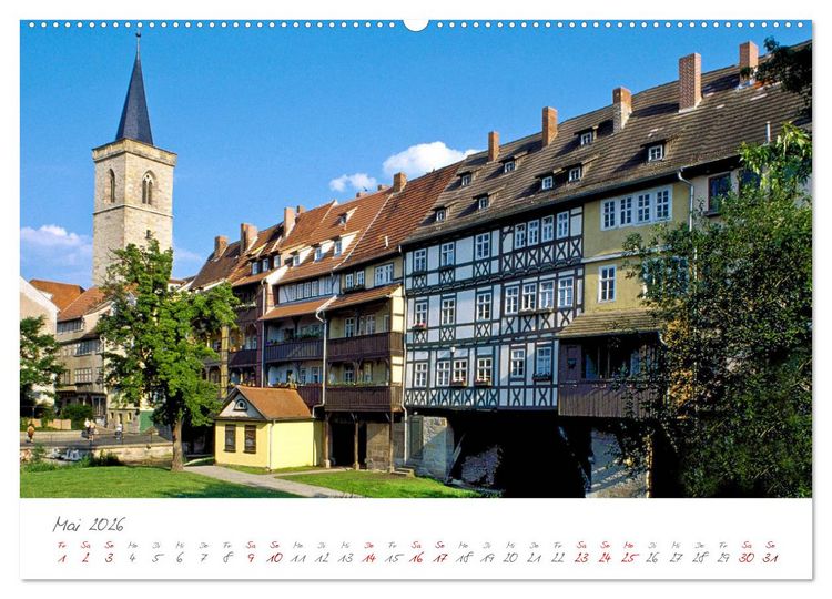 Produktbild: Erfurt - Die Landeshauptstadt mit Geschichte (Wandkalender 2026 DIN A2 quer), CALVENDO Monatskalender