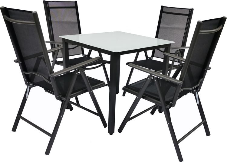 Produktbild: 5 tlg. Alu Gartenset Sitzgruppe Tisch St&uuml;hle 80 MA