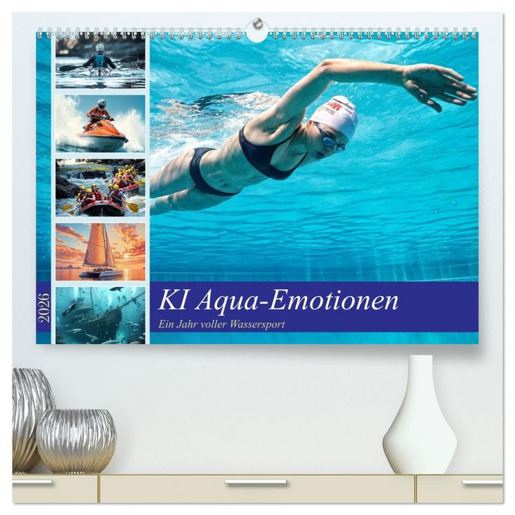 Produktbild: KI Aqua-Emotionen - Ein Jahr voller Wassersport (hochwertiger Premium Wandkalender 2026 DIN A2 quer), Kunstdruck in Hochglanz