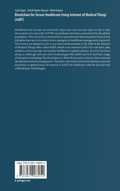 Produktbild: Blockchain for Secure Healthcare Using Internet of Medical Things (IoMT)