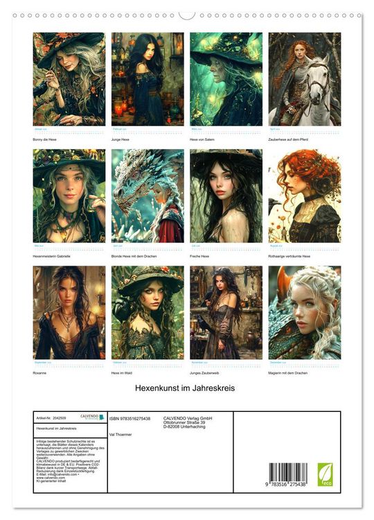 Produktbild: Hexenkunst im Jahreskreis (hochwertiger Premium Wandkalender 2026 DIN A2 hoch), Kunstdruck in Hochglanz