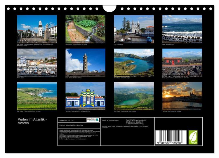 Produktbild: Perlen im Atlantik - Azoren (Wandkalender 2026 DIN A4 quer), CALVENDO Monatskalender