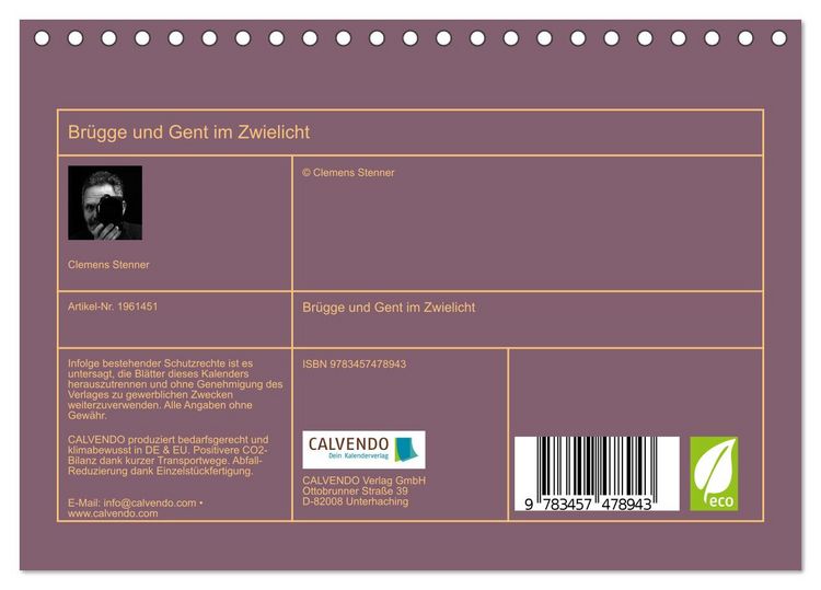Produktbild: Br&uuml;gge und Gent im Zwielicht (Tischkalender 2026 DIN A5 quer), CALVENDO Monatskalender