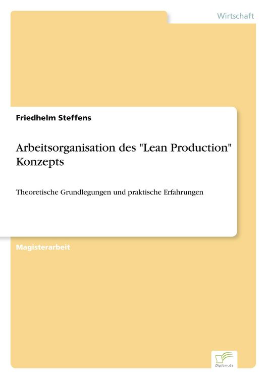 Produktbild: Arbeitsorganisation des "Lean Production" Konzepts