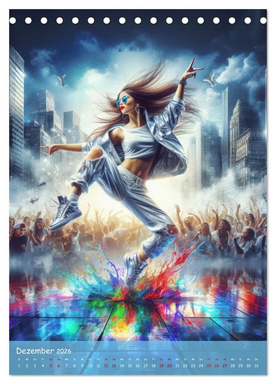 Produktbild: Rhythmus in Farben - Dynamische Hip-Hop-T&auml;nzer (Tischkalender 2026 DIN A5 hoch), CALVENDO Monatskalender
