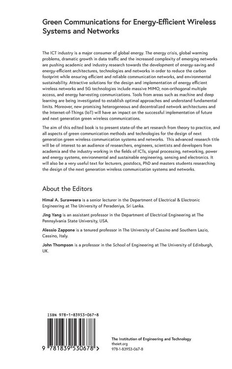Produktbild: Green Communications for Energy-Efficient Wireless Systems and Networks