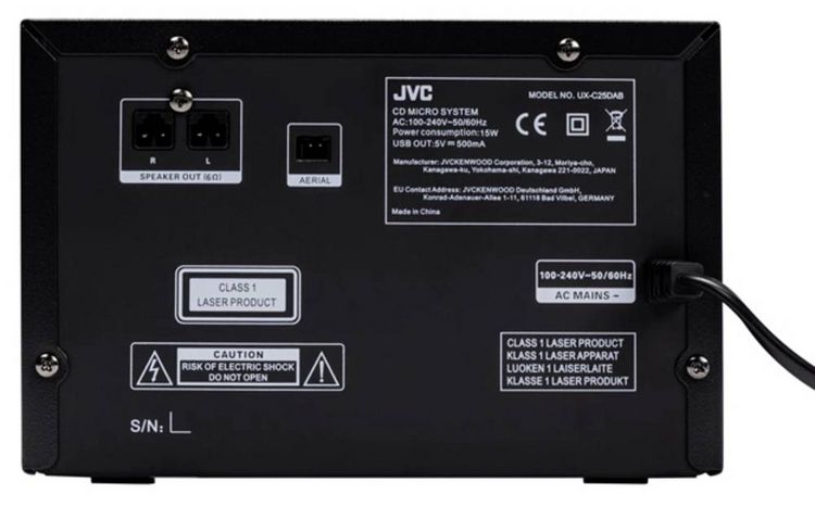 Produktbild: JVC UX-C25DAB Stereoanlage DAB+, Bluetooth&reg;, CD, USB, Schwarz