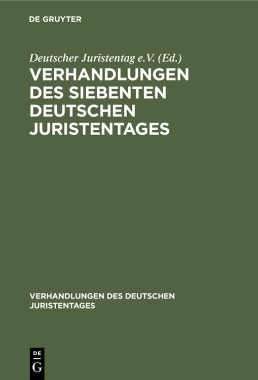 Produktbild: Verhandlungen des siebenten deutschen Juristentages