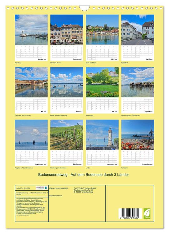 Produktbild: Bodenseeradweg - Auf dem Bodensee durch 3 L&auml;nder (Wandkalender 2026 DIN A3 hoch), CALVENDO Monatskalender