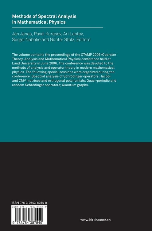 Produktbild: Methods of Spectral Analysis in Mathematical Physics