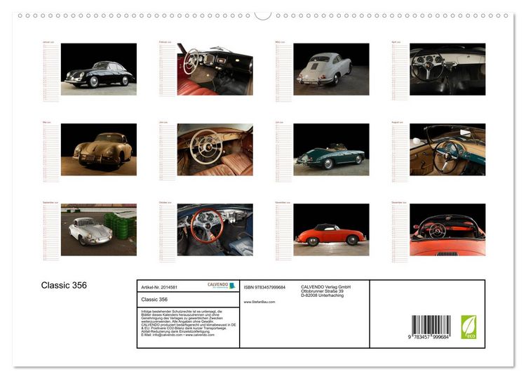 Produktbild: Classic 356 (hochwertiger Premium Wandkalender 2026 DIN A2 quer), Kunstdruck in Hochglanz