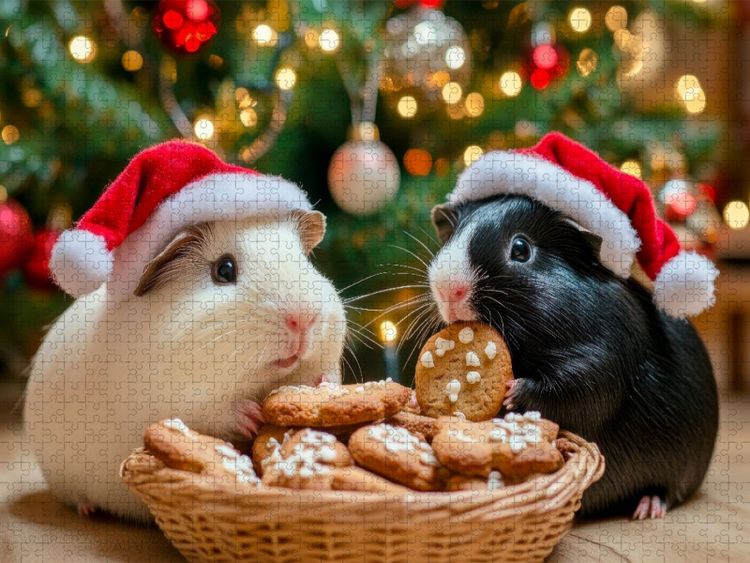 Produktbild: CALVENDO Puzzle Knusper, knusper Nagerlein, flauschige Weihnachten | 1000 Teile Lege-Gr&ouml;&szlig;e 64x48cm Foto-Puzzle f&uuml;r gl&uuml;ckliche Stunden