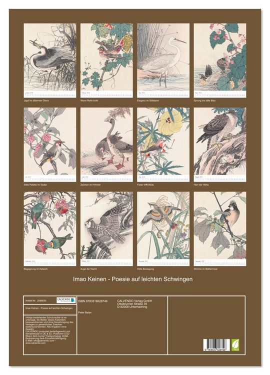 Produktbild: Imao Keinen - Poesie auf leichten Schwingen (Wandkalender 2026 DIN A2 hoch), CALVENDO Monatskalender