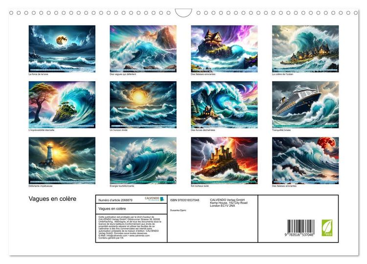 Produktbild: Vagues en col&egrave;re (Calendrier mural 2026 DIN A3 vertical), CALVENDO calendrier mensuel