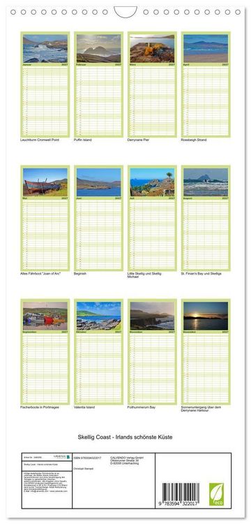 Produktbild: Familienplaner 2027 - Skellig Coast - Irlands sch&ouml;nste K&uuml;ste mit 5 Spalten (Wandkalender, 21 x 45 cm) CALVENDO