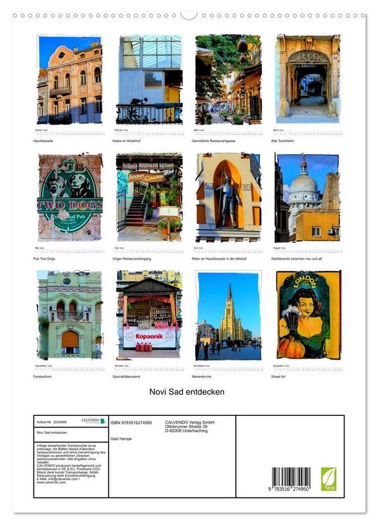 Produktbild: Novi Sad entdecken (hochwertiger Premium Wandkalender 2026 DIN A2 hoch), Kunstdruck in Hochglanz