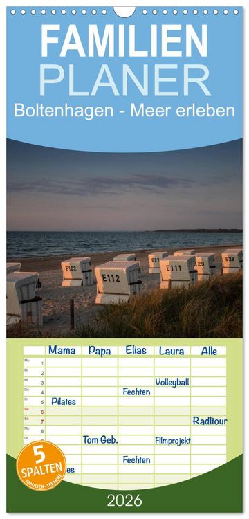 Produktbild: Familienplaner 2026 - Boltenhagen - Meer erleben mit 5 Spalten (Wandkalender, 21 x 45 cm) CALVENDO