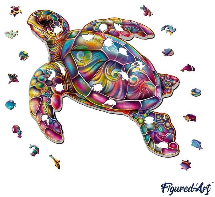 Produktbild: FiguredArt WP-FA1021 - Holzpuzzle Erwachsene - Meeresschildkr&ouml;te, 200 Teile, 32x31,8 cm
