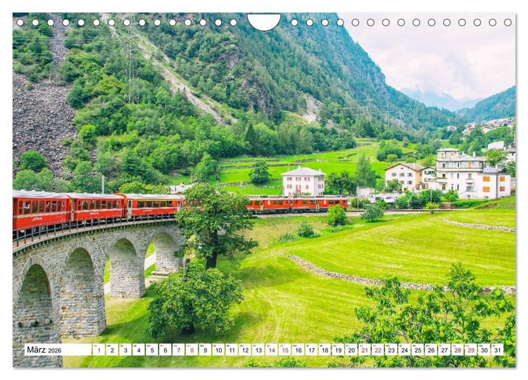Produktbild: Rh&auml;tische Bahn - Fahrt durch die B&uuml;ndner Alpen (Wandkalender 2026 DIN A4 quer), CALVENDO Monatskalender