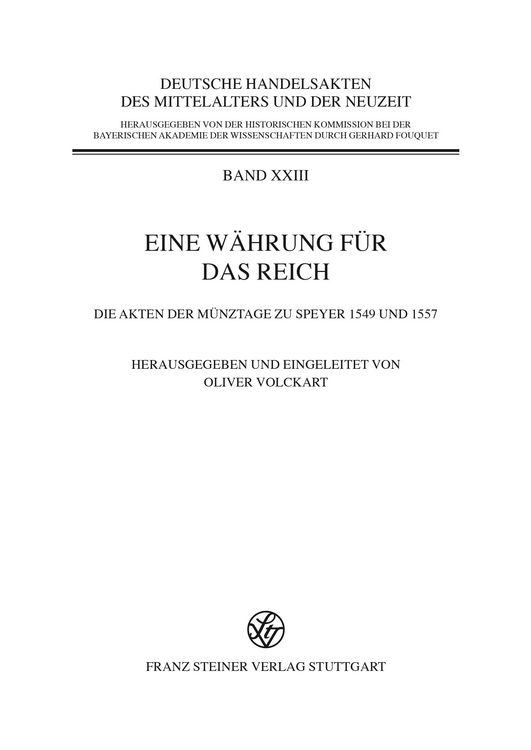 Produktbild: Eine W&auml;hrung f&uuml;r das Reich