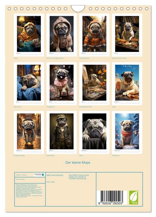 Produktbild: Der kleine Mops (Wandkalender 2026 DIN A4 hoch), CALVENDO Monatskalender