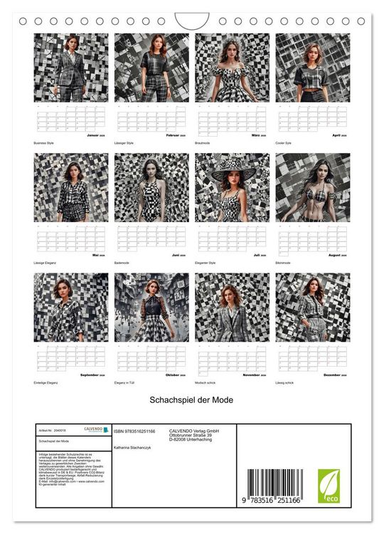 Produktbild: Schachspiel der Mode (Wandkalender 2026 DIN A4 hoch), CALVENDO Monatskalender