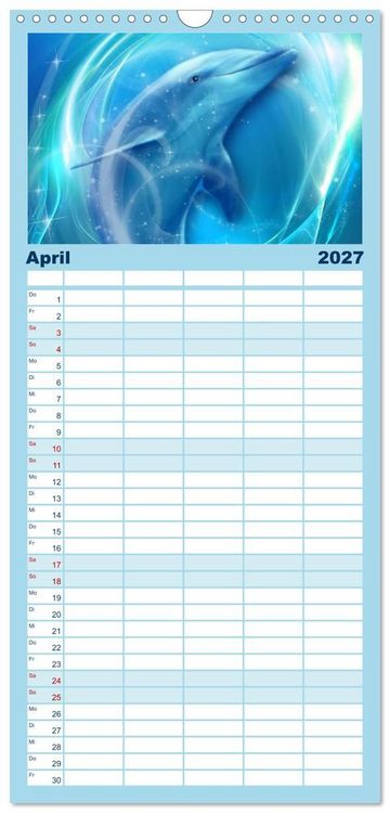 Produktbild: Familienplaner 2027 - Delfine - Kalender mit 5 Spalten (Wandkalender, 21 x 45 cm) CALVENDO
