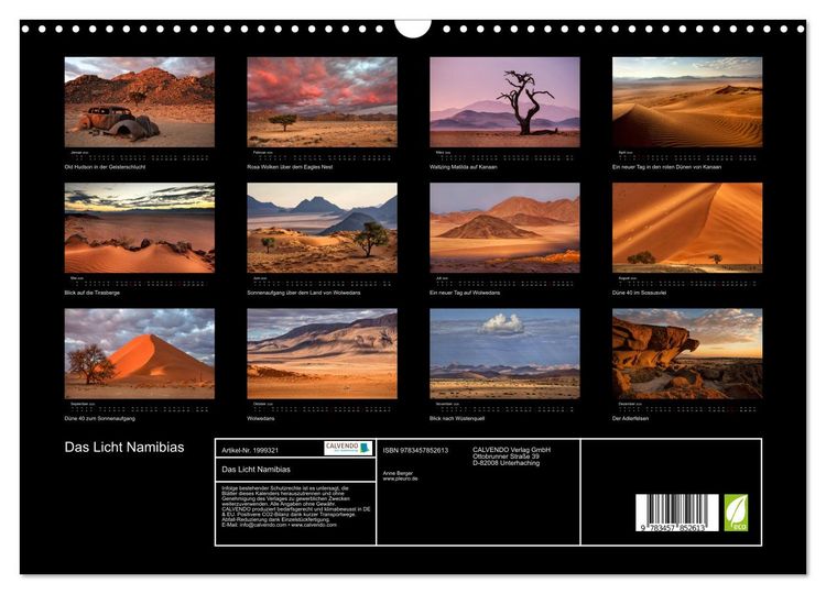 Produktbild: Das Licht Namibias (Wandkalender 2026 DIN A3 quer), CALVENDO Monatskalender
