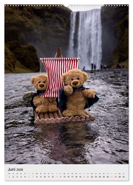 Produktbild: Travelling Teddy in Island (hochwertiger Premium Wandkalender 2026 DIN A2 hoch), Kunstdruck in Hochglanz