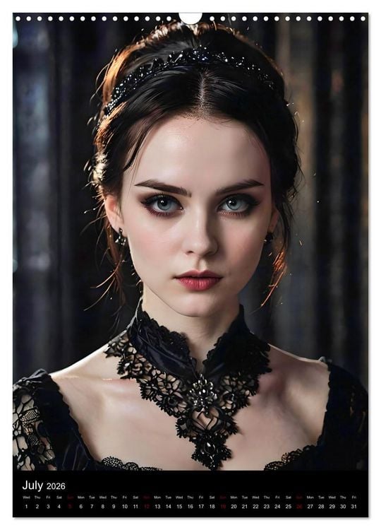 Produktbild: AI Gothic world - Mystical beauties of the night (Wall Calendar 2026 DIN A3 portrait), CALVENDO 12 Month Wall Calendar