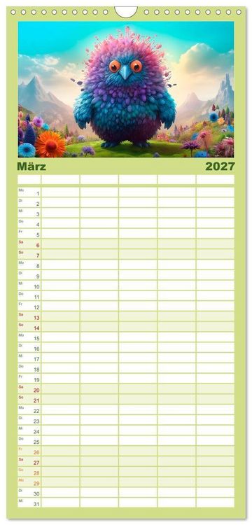Produktbild: Familienplaner 2027 - Monsterm&auml;&szlig;ig durchs Jahr mit 5 Spalten (Wandkalender, 21 x 45 cm) CALVENDO