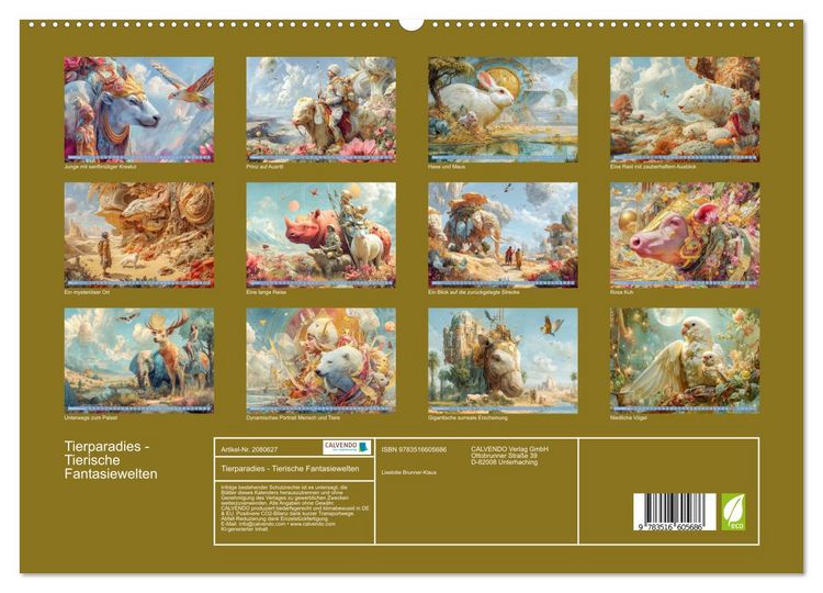 Produktbild: Tierparadies - Tierische Fantasiewelten (hochwertiger Premium Wandkalender 2026 DIN A2 quer), Kunstdruck in Hochglanz