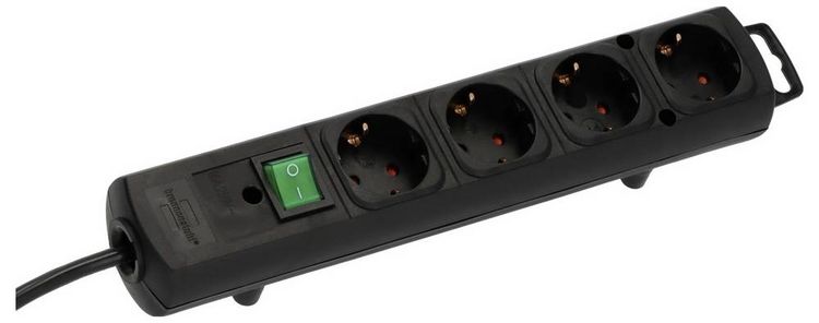 Produktbild: Brennenstuhl 1153100100 Steckdosenleiste mit Schalter 4fach Schwarz Schutzkontakt 1 St.