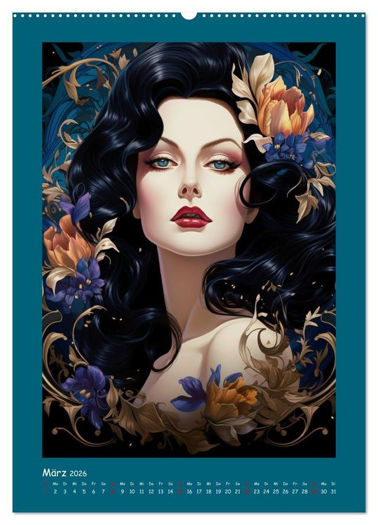 Produktbild: Glanz der Filmdiven. Art Nouveau Paintings im Poster-Stil (Wandkalender 2026 DIN A2 hoch), CALVENDO Monatskalender