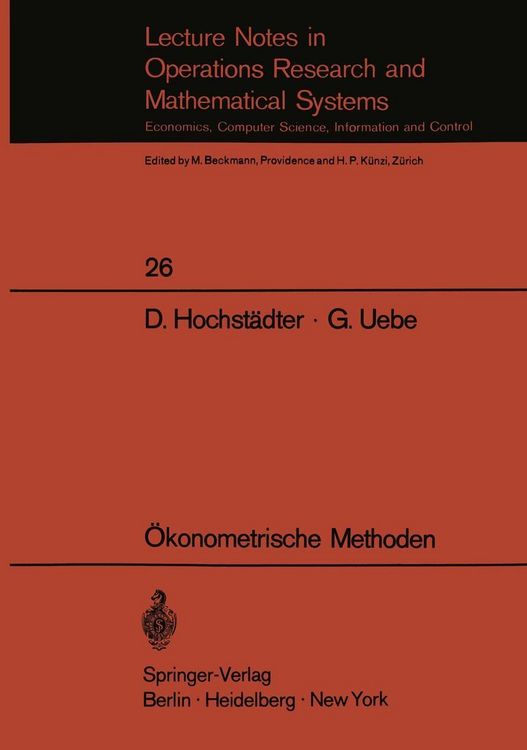 Bild vom Artikel Ökonometrische Methoden vom Autor Dieter Hochstädter