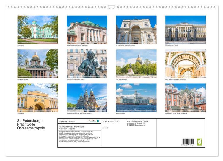 Produktbild: St. Petersburg - Prachtvolle Ostseemetropole (Wandkalender 2026 DIN A2 quer), CALVENDO Monatskalender