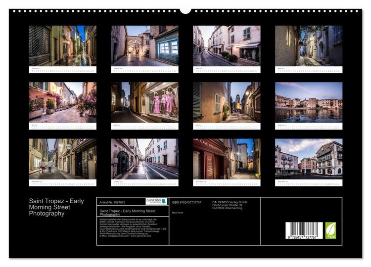 Produktbild: Saint Tropez - Early Morning Street Photography (hochwertiger Premium Wandkalender 2026 DIN A2 quer), Kunstdruck in Hochglanz