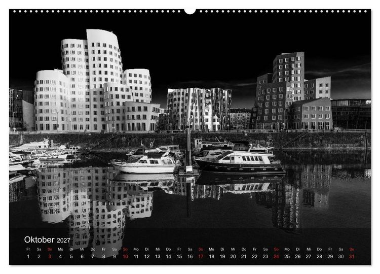 Produktbild: D&uuml;sseldorf Ansichten in Schwarz-Wei&szlig; (hochwertiger Premium Wandkalender 2027 DIN A2 quer), Kunstdruck in Hochglanz