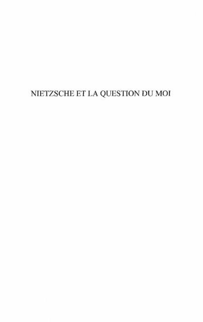 Produktbild: Nietzsche et la question du moi - pour une nouvelle approche