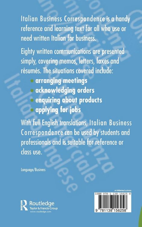 Produktbild: Italian/English Business Correspondence