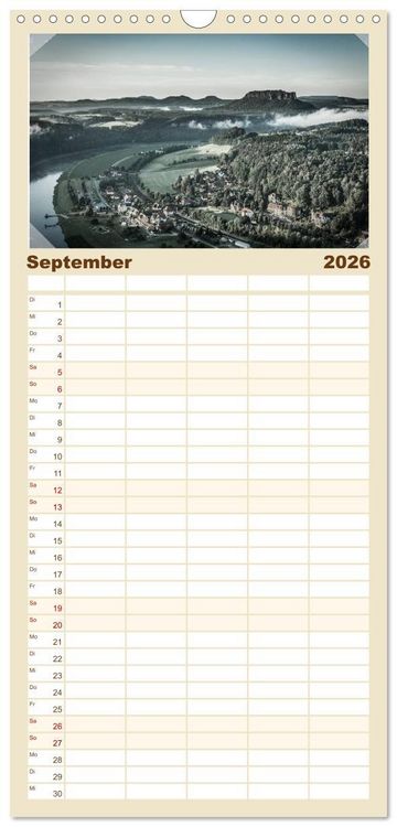 Produktbild: Familienplaner 2026 - S&auml;chsische Schweiz mit 5 Spalten (Wandkalender, 21 x 45 cm) CALVENDO