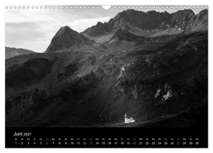 Produktbild: BERGE IN SCHWARZ WEISS (Wandkalender 2027 DIN A3 quer), CALVENDO Monatskalender