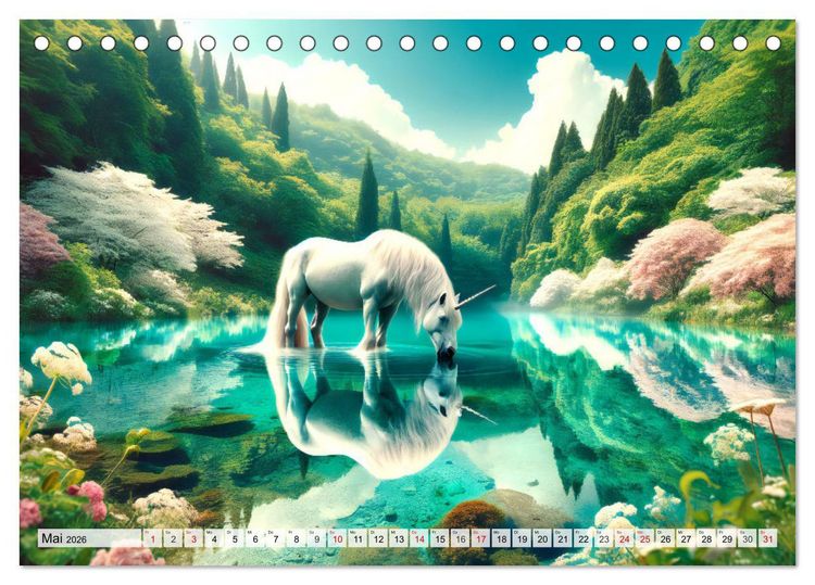Produktbild: Mystische Einh&ouml;rner - Jahreszeiten im Einhornland (Tischkalender 2026 DIN A5 quer), CALVENDO Monatskalender