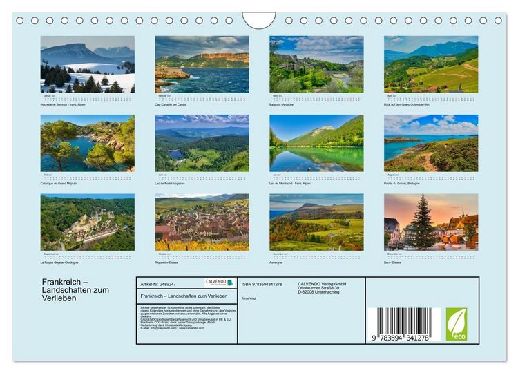 Produktbild: Frankreich &ndash; Landschaften zum Verlieben (Wandkalender 2027 DIN A4 quer), CALVENDO Monatskalender